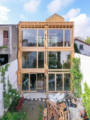 Modern Paris wooden home facade garden