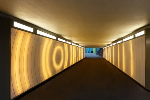 Backlit HIMACS clads the Sounds of Hayes underpass