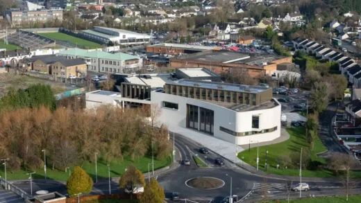 De Valera Library & Súil Art Gallery Ennis Co Clare Ireland aerial drone view