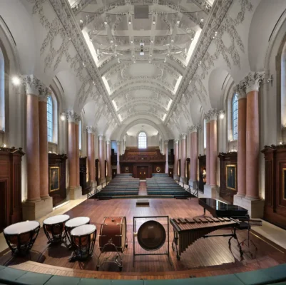Eton School Hall building interior, England