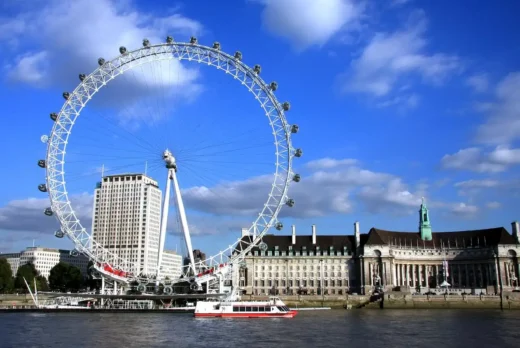 London Eye property on the River Thames UK