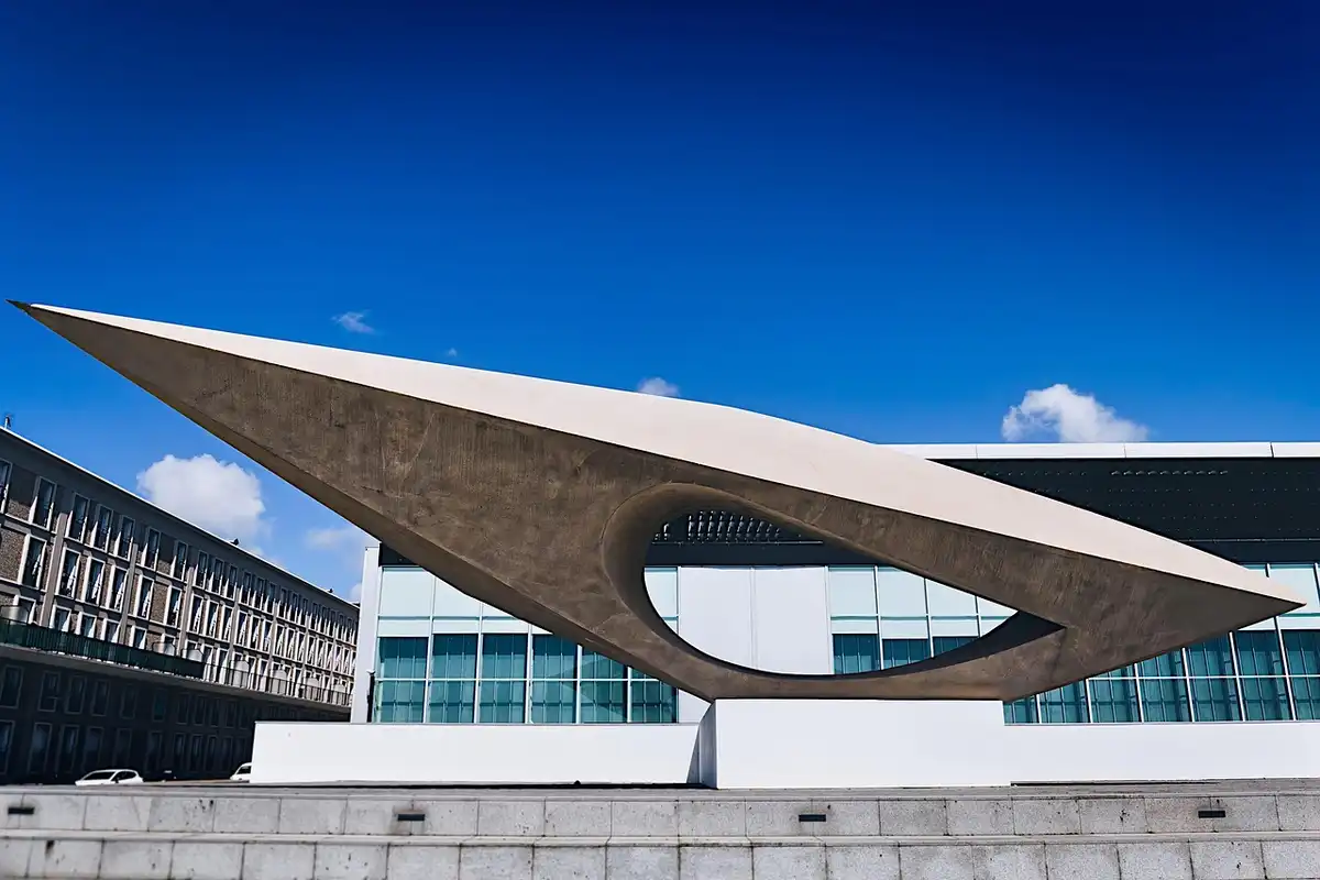 Modern museum building blue sky