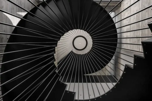 Israeli property black spiral staircase design
