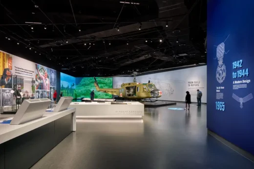 Modern Arlington building interior design helicopter display