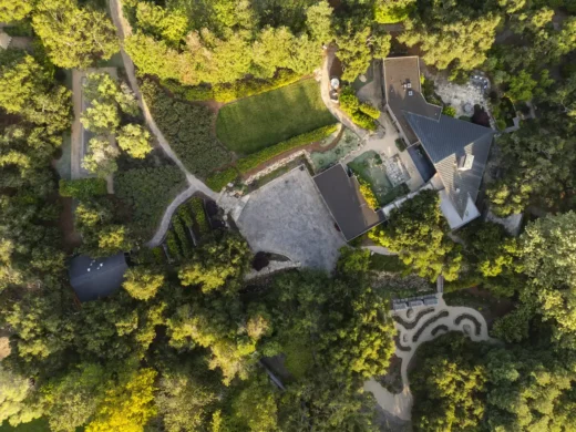 Erving House Montecito: Lutah Maria Riggs architect home aerial view
