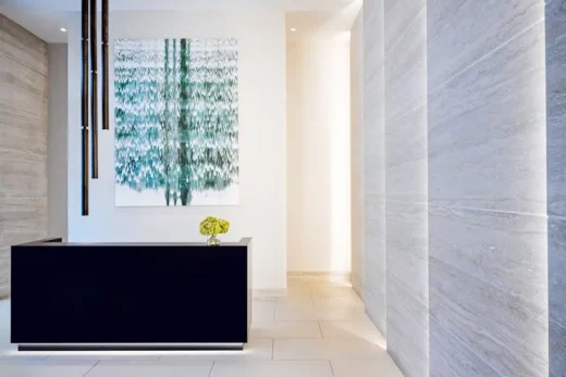 The Journal Jersey City interiors, NJ, front desk