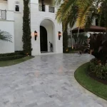 South Florida homes travertine driveway installation