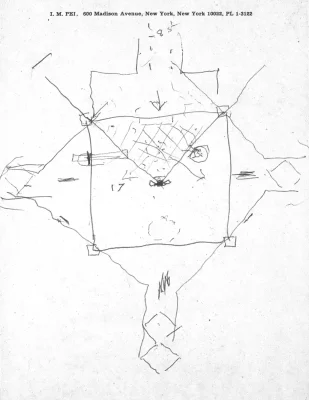 Sketch of the Louvre Pyramid by I. M. Pei