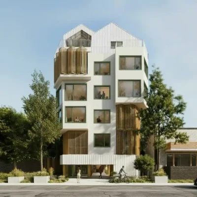 Sustainable affordable housing prototype with shared kitchens