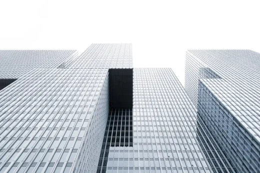 Modern glass building design facade